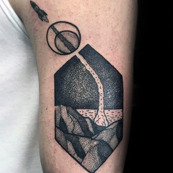 Amazing Mens Rocket Ship Tricep Tattoo Design