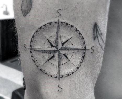Amazing Mens Small Compass Tattoo Designs On Outer Arm