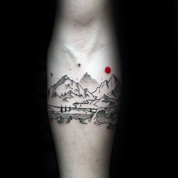 Amazing Mens Small Nature Landscape Mountains Inner Forearm Male Tattoos