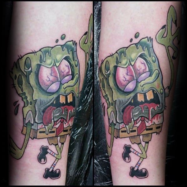 Amazing Mens Spongebob Zombie Tattoo Designs