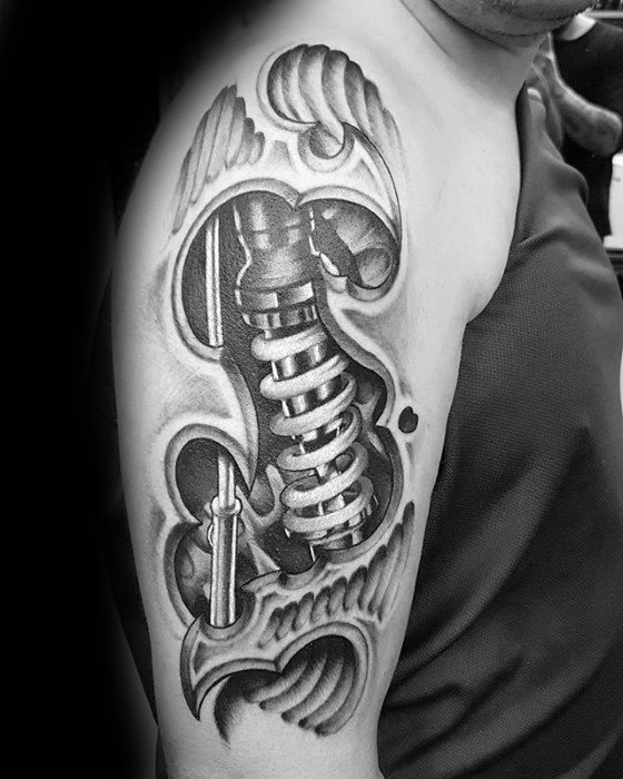 Amazing Mens Suspension Arm 3d Tattoo Designs