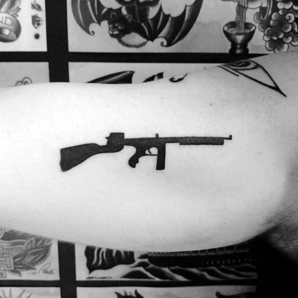 Amazing Mens Tommy Gun Tattoo Designs