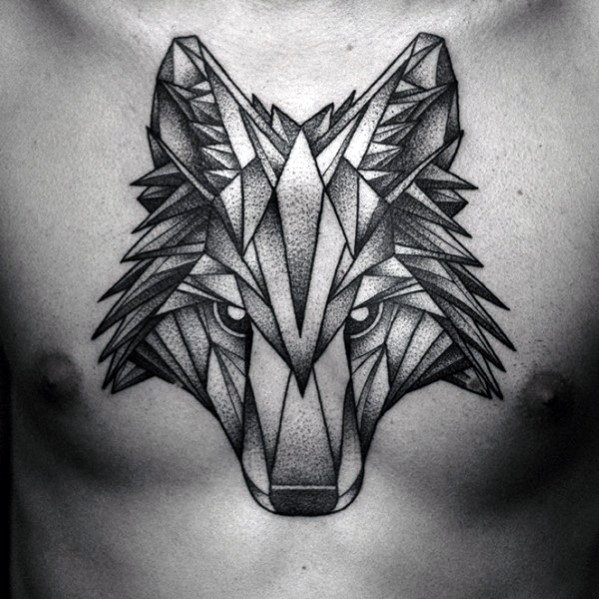 Amazing Mens Wolf Geometric Animal Tattoo Designs