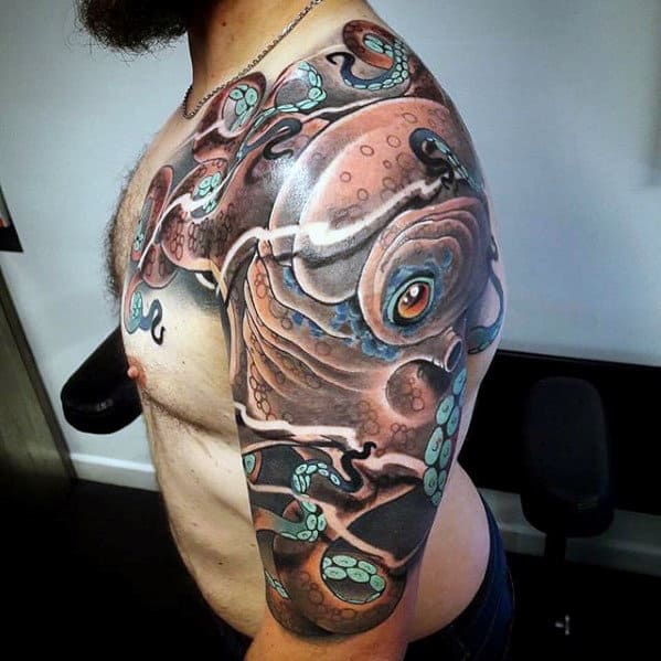 Amazing Octopus Mens Half Sleeve Tattoo Inspiration