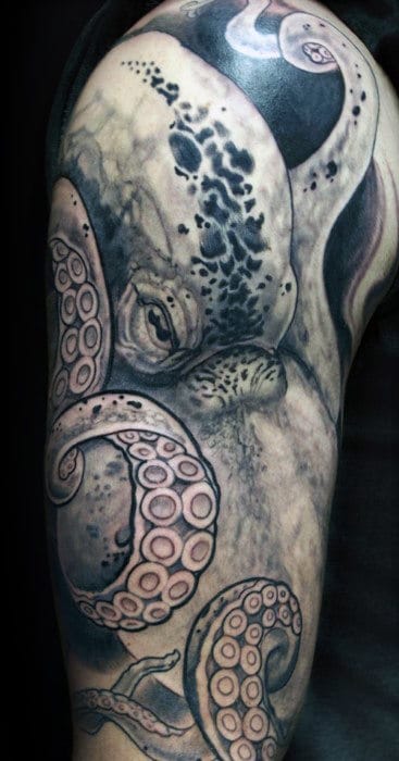 Amazing Octopus With Tentacles Mens Half Sleeve Tattoos