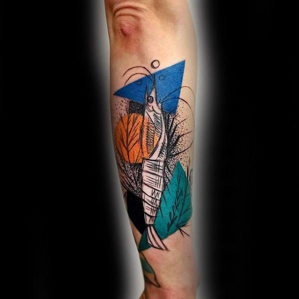 Amazing Outer Forearm Mens Shrimp Tattoo Designs