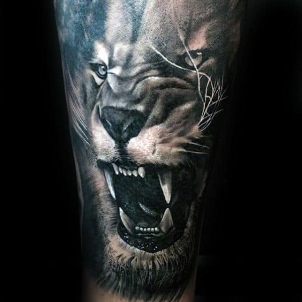 Realistic Lion Tattoo by Louis Santos TattooNOW