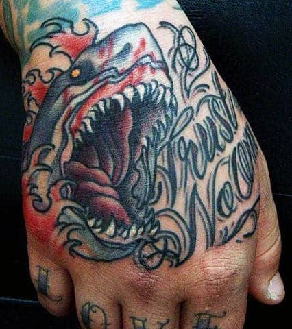 Amazing Shark Hand Tattoos Mens