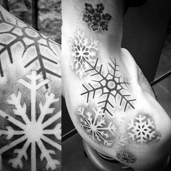 Amazing Snowflakes Mens Shoulder And Neck Tattoos
