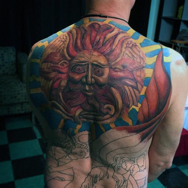 Amazing Tattoos Of Sun For Guys On Back