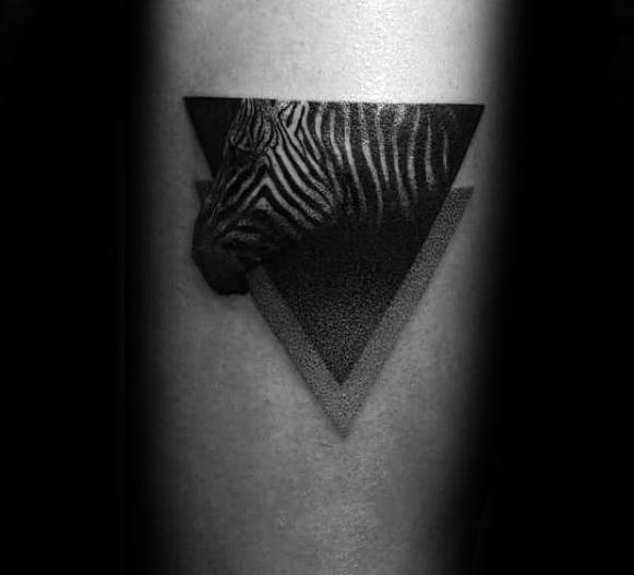 Amazing Triangle Dotwork Guys Zebra Arm Tattoo Ideas