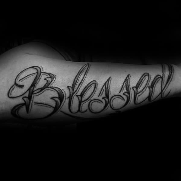 60 Blessed Tattoos For Men - Biblical Lettering Design Ideas