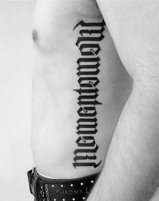 Ambigram Memento Mori Mens Rib Cage Side Tattoos