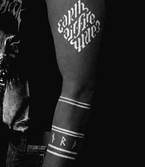 Ambigram Negative Space Blackout Sleeve Tattoos Men