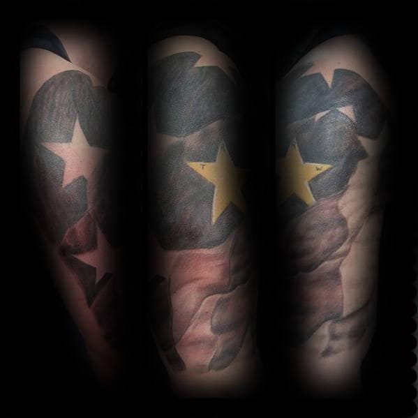American Flag With Gold Star Police Sheriff Tattoo Half Sleeve