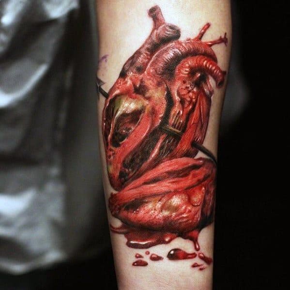 Anatomical 3d Heart Guys Tattoo Designs On Forearm