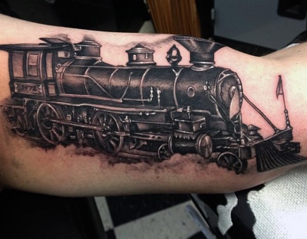 Anchor Spike Train Tattoos For Men