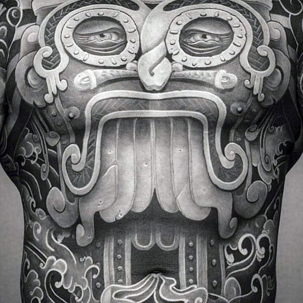 Ancient Culture Crazy Male Full Chest Tattoos