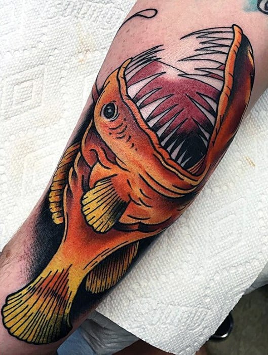 Angler Fish Male Tattoos Inner Forearm