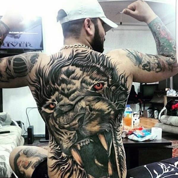 50 Lion Back Tattoo Designs For Men - Masculine Big Cat Ink Ideas