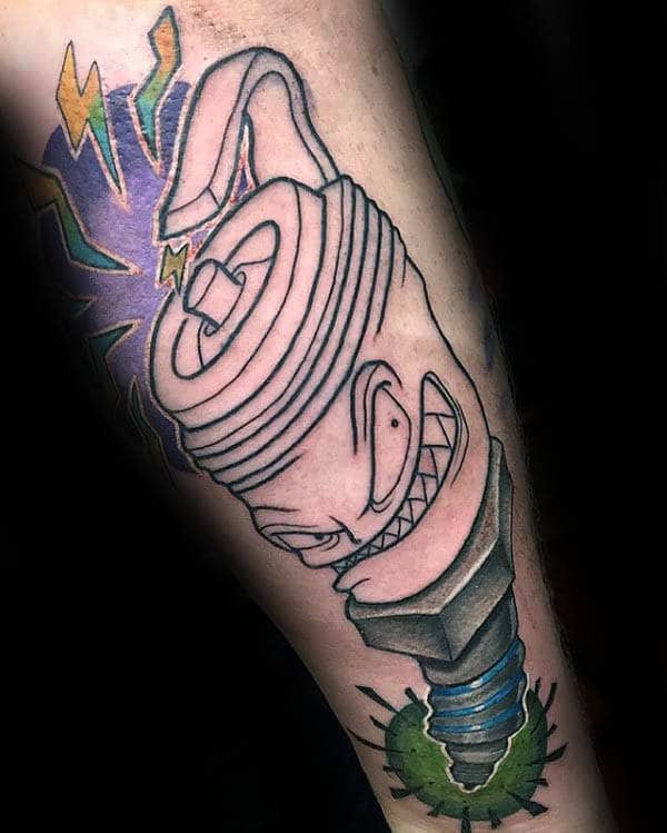 Tattoo uploaded by Stacie Mayer • Shark plug/spark plug tattoo by Jack  Douglas. #newschool #JackDouglas #shark #hammerheadshark #sparkplug •  Tattoodo