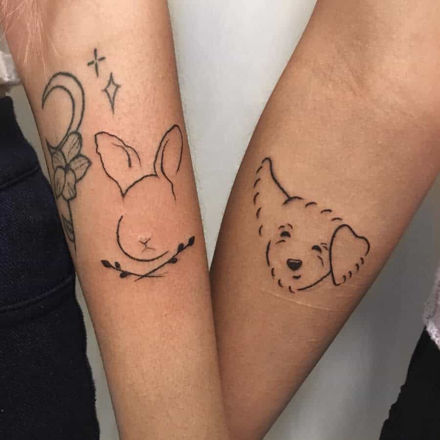 animal-portrait-forearm-line-work-sister-tattoo-filthyswinepokes