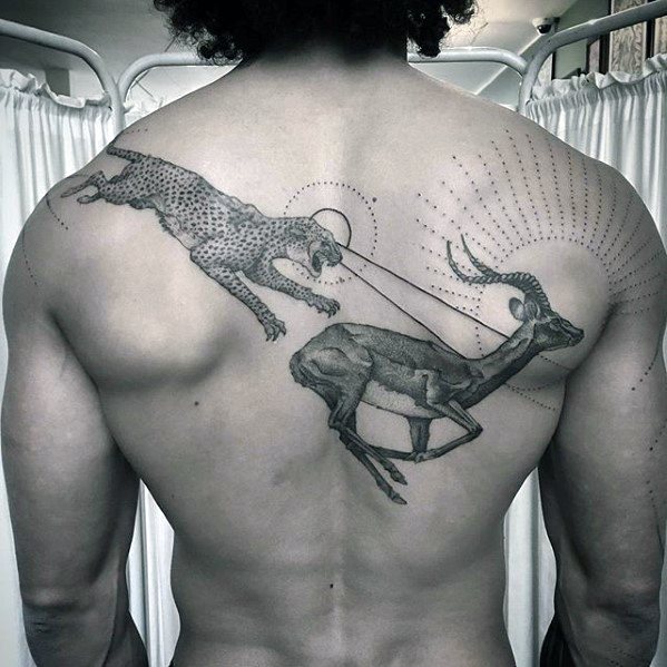 Animals Artsy Mens Masculine Back Tattoo Designs