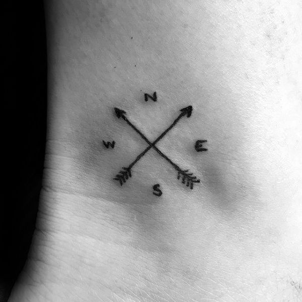 Ankle Compass Small Arrow Guys Tattoos