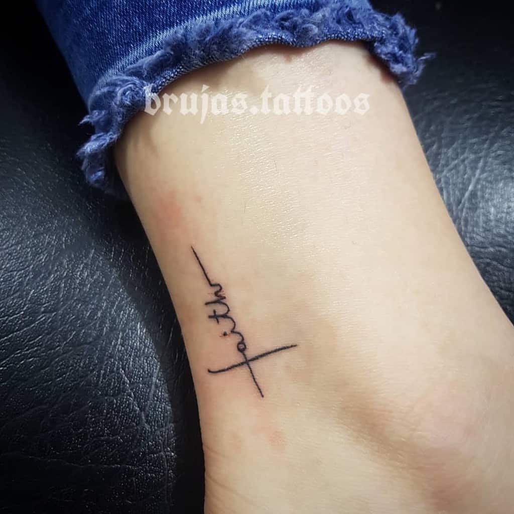 ankle faith cross tattoo brujas.tattoos