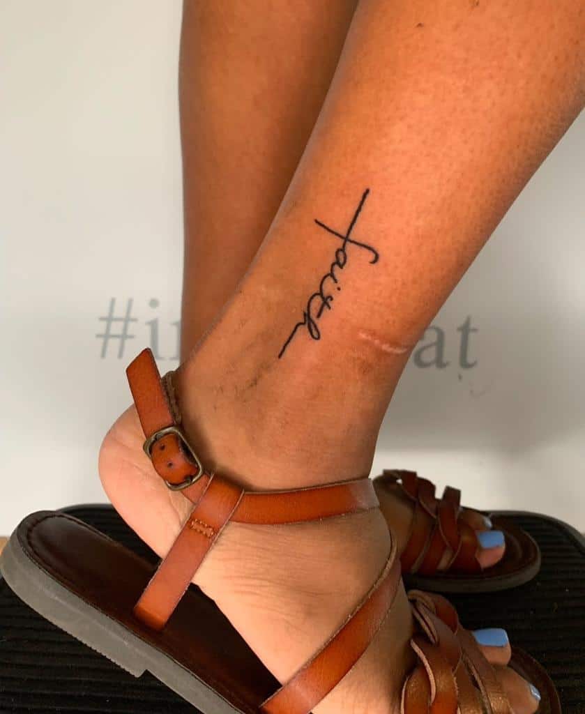 ankle faith cross tattoo ink.and.ivy_
