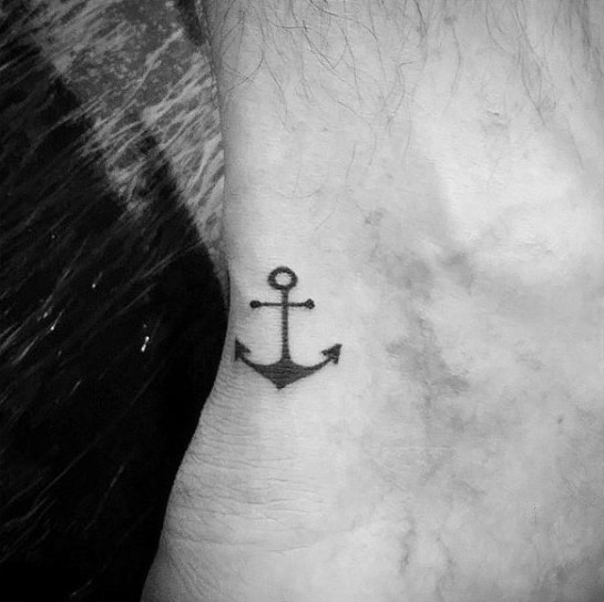 Ankle Foot Small Mens Black Ink Anchor Tattoo Inspiration