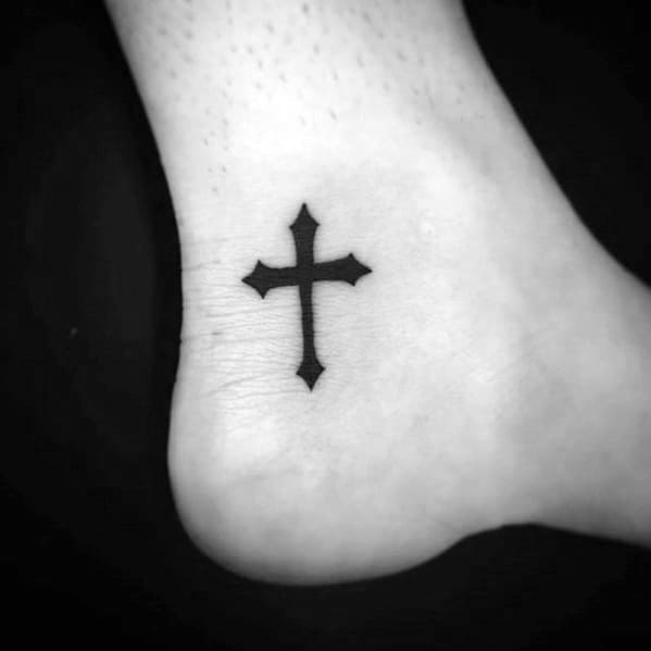 Ankle Simple Cross Tattoos For Men