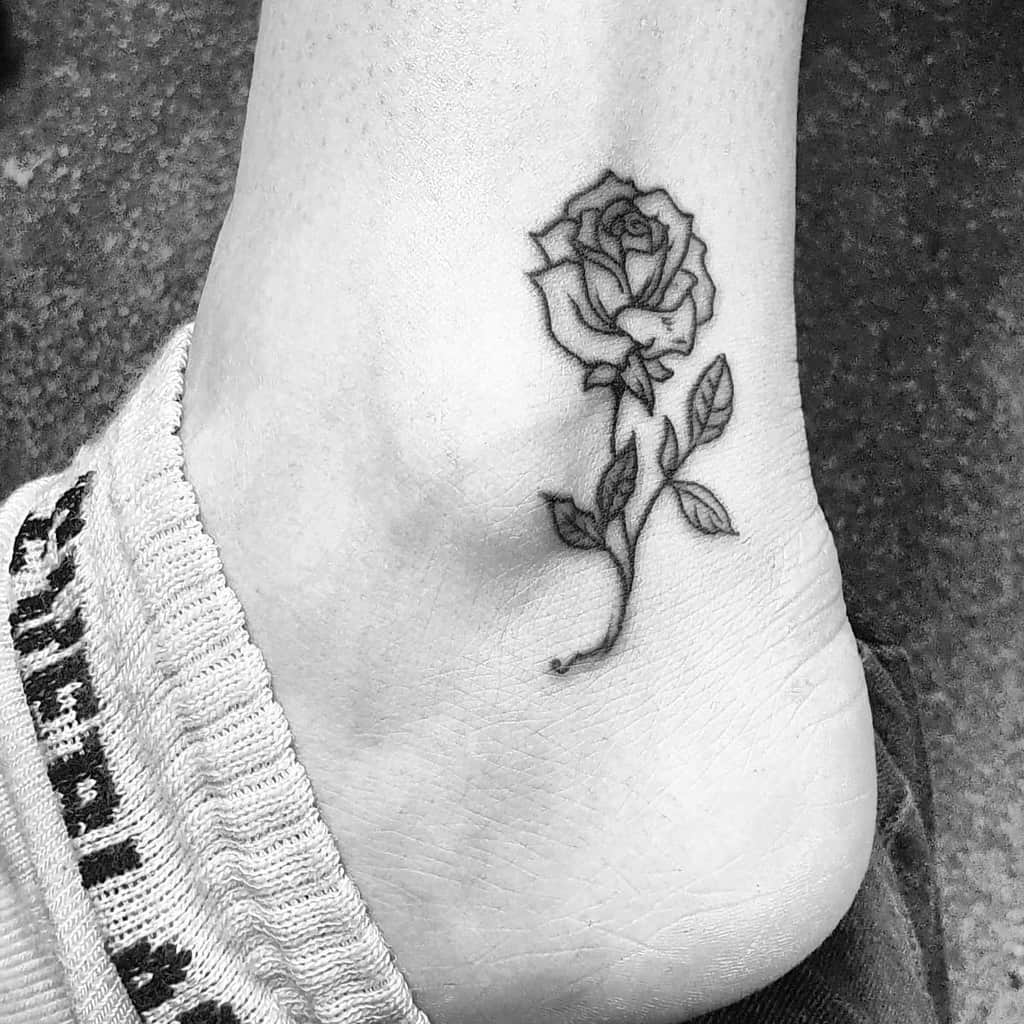 ankle simple rose tattoos inkedadventure