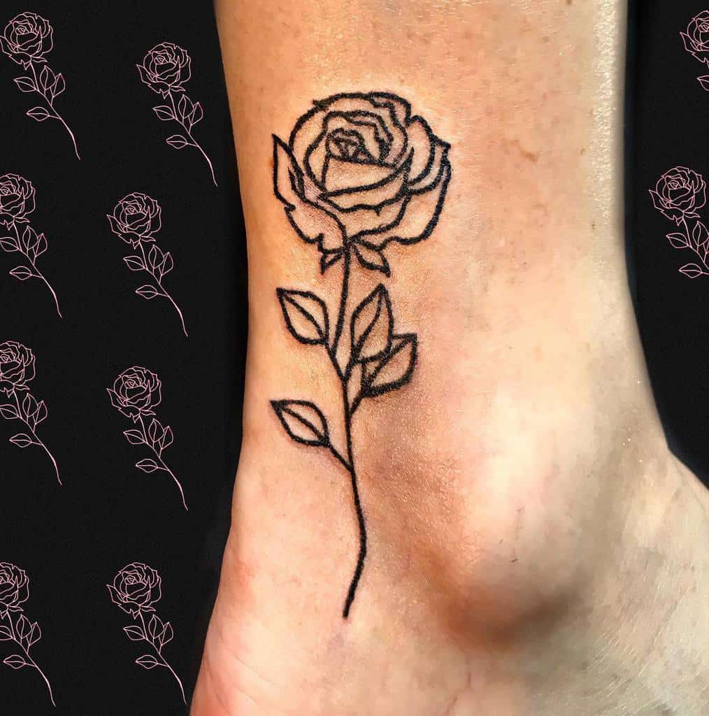 ankle simple rose tattoos kristalnamaterija_tattoo