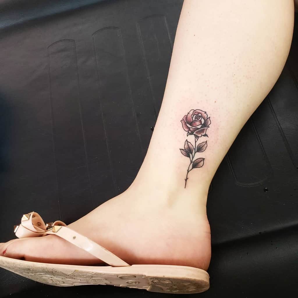 ankle simple rose tattoos saige.tattoos