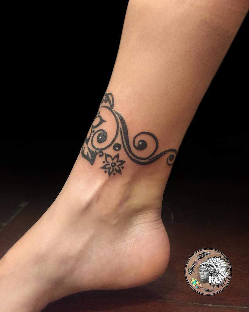 ankle simple tribal tattoos tupactattooestudio
