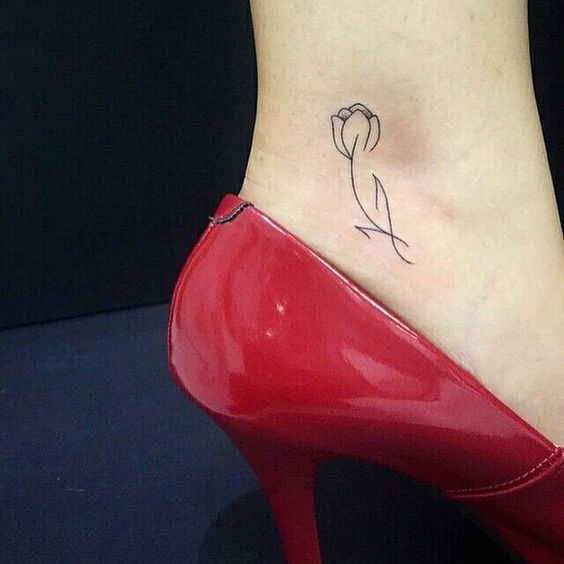 Ankle Small Tulip Tattoo