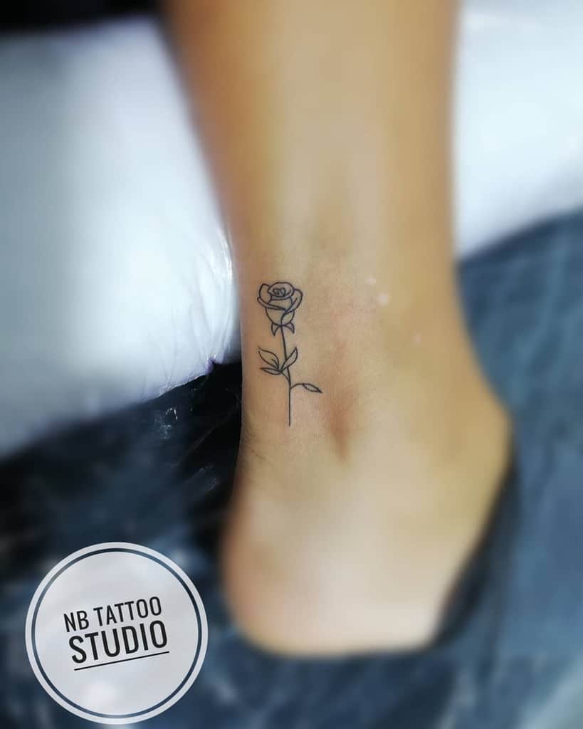 ankle tiny rose tattoos nbtattoostudio