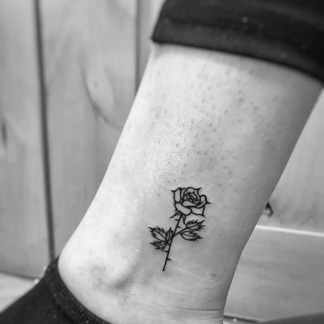ankle tiny rose tattoos yuantattoodesign