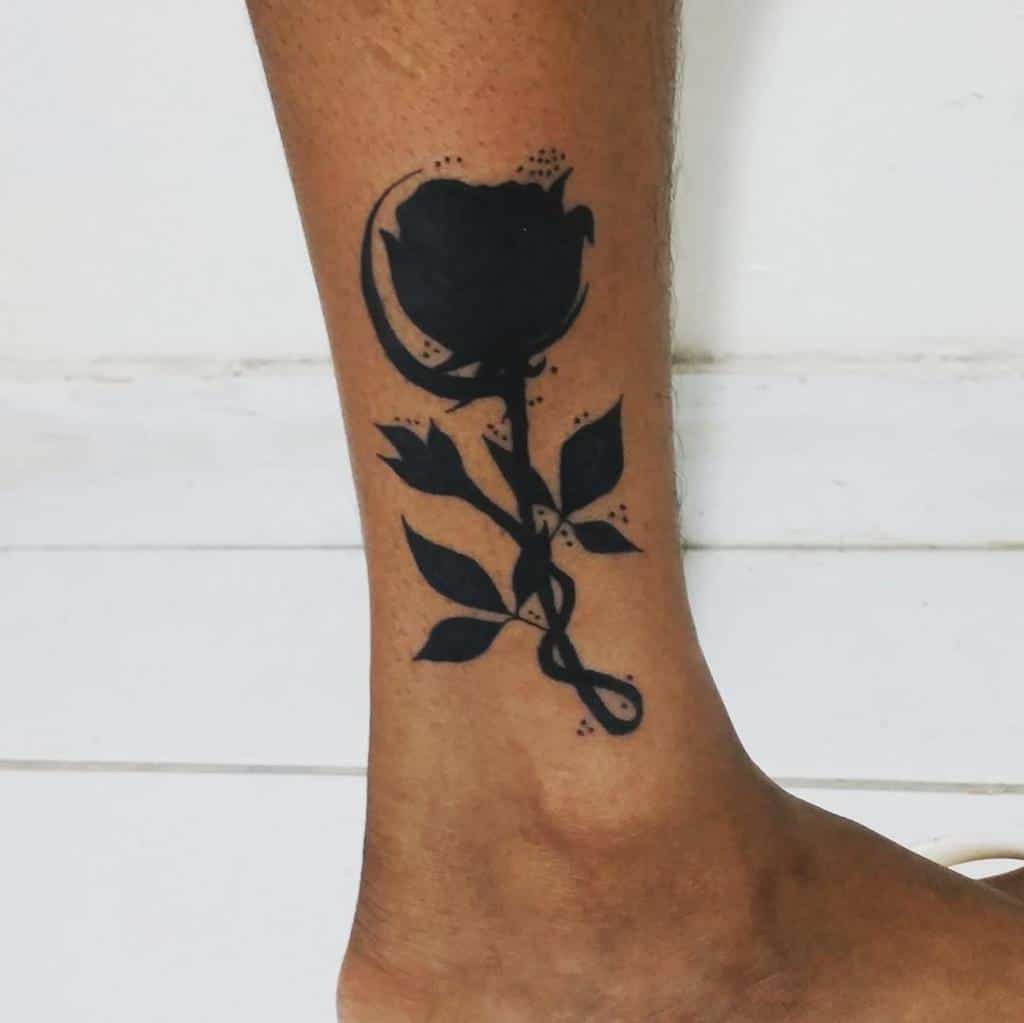 ankle tribal rose tattoos lobo_ink2812