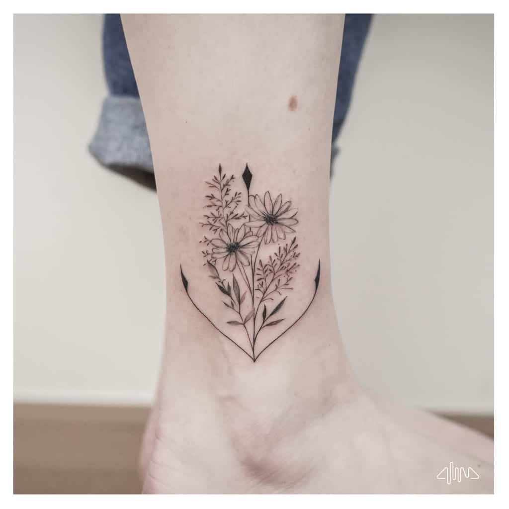 ankle wildflower tattoos alinabaertattoo