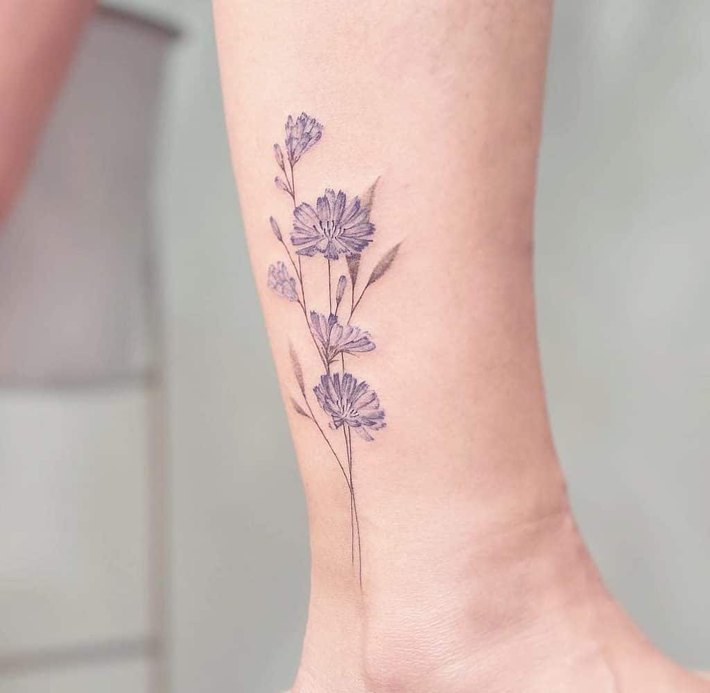 ankle wildflower tattoos eva_tattooist
