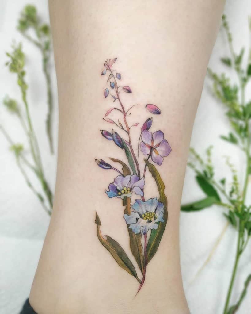 ankle wildflower tattoos wawrzynowicz.m