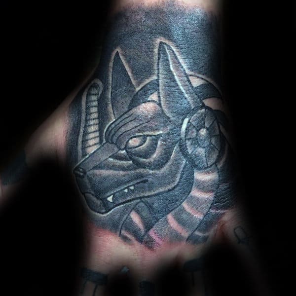Anubis Male Hand Tattoo
