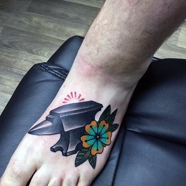 Anvil Guys Tattoo Designs On Foot