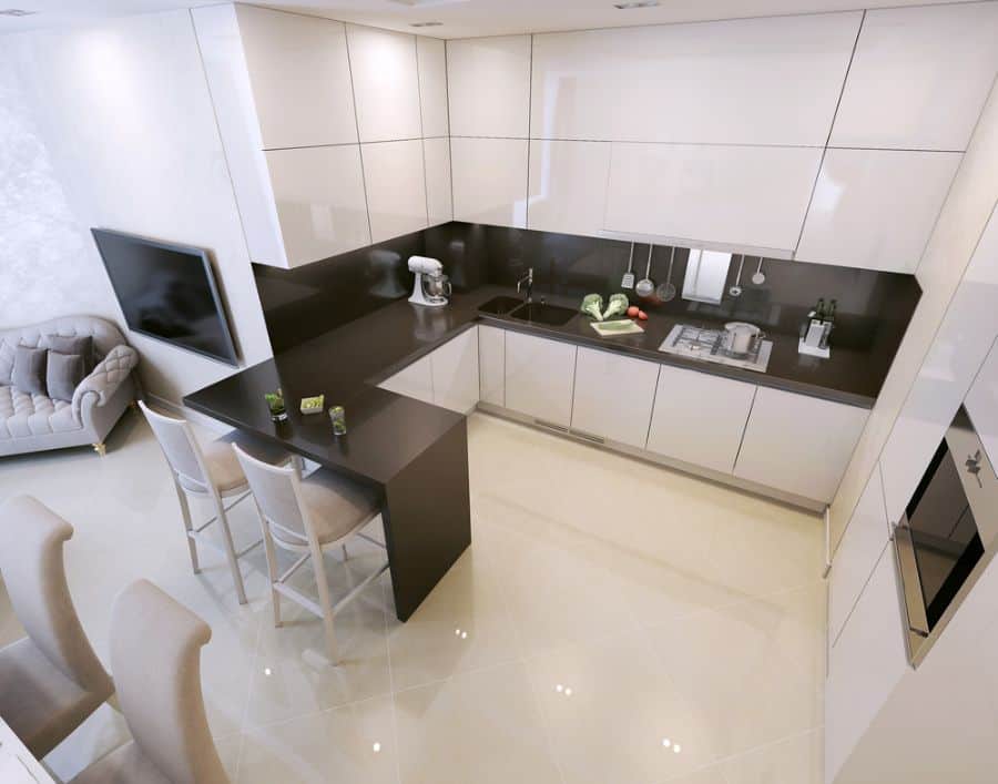 contemporary black and white kitchen 