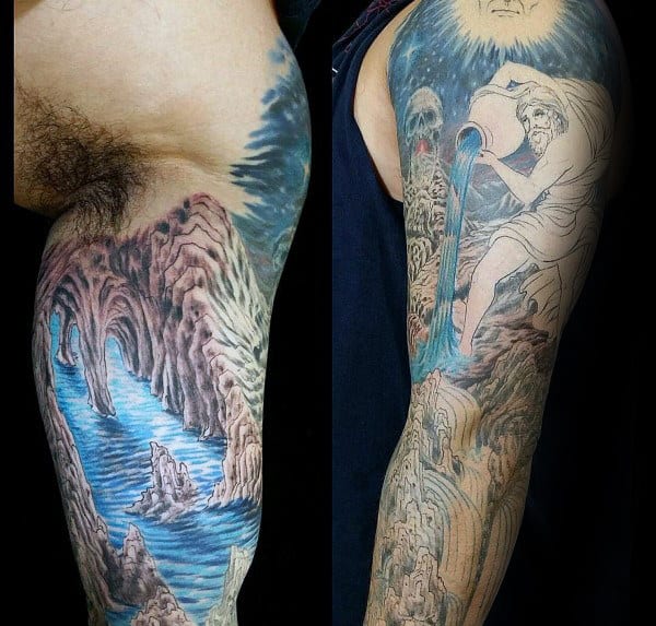 Aquarius Mens Sleeve Tattoos