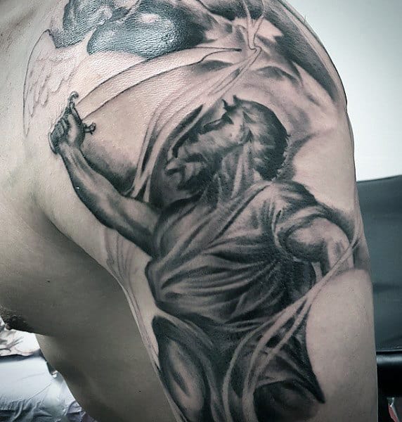 Archangel Micheal Tattoo Meaning For Men On Upper Arm