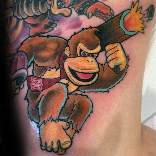 Arm 3d Creative Donkey Kong Tattoos For Men