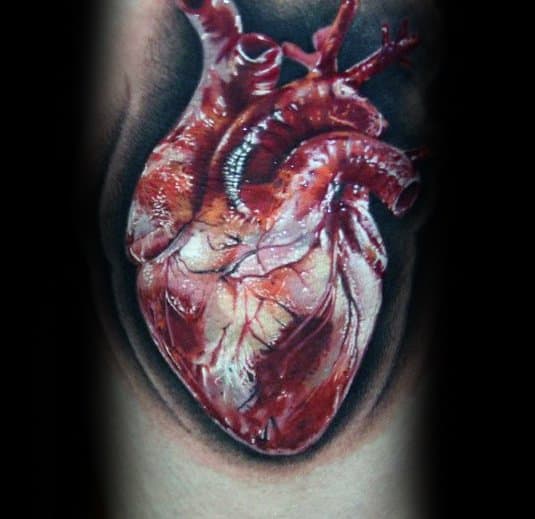 Arm 3d Heart Mens Tattoos